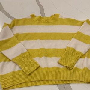 Vince Camuto Yellow and White Striped Sweater